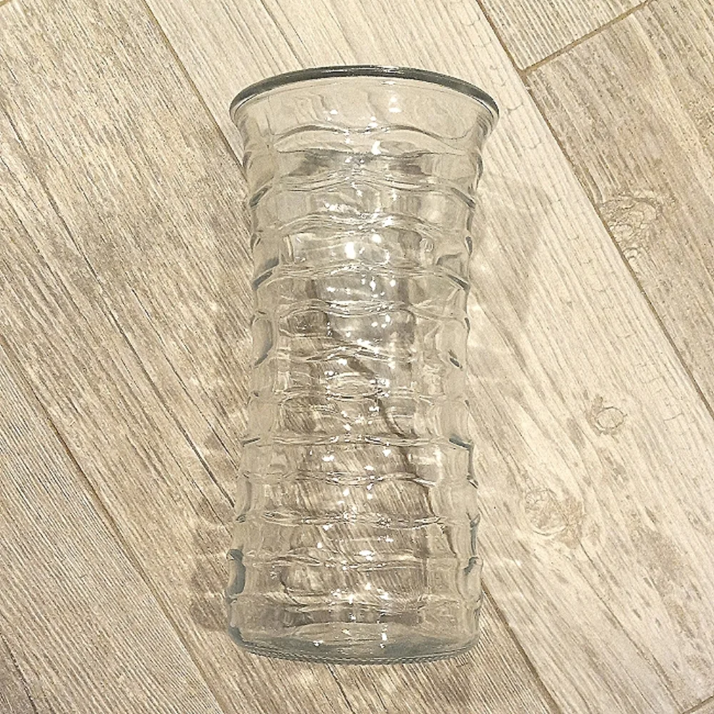 Textured Clear Glass Vase 9.5 Inches Tall